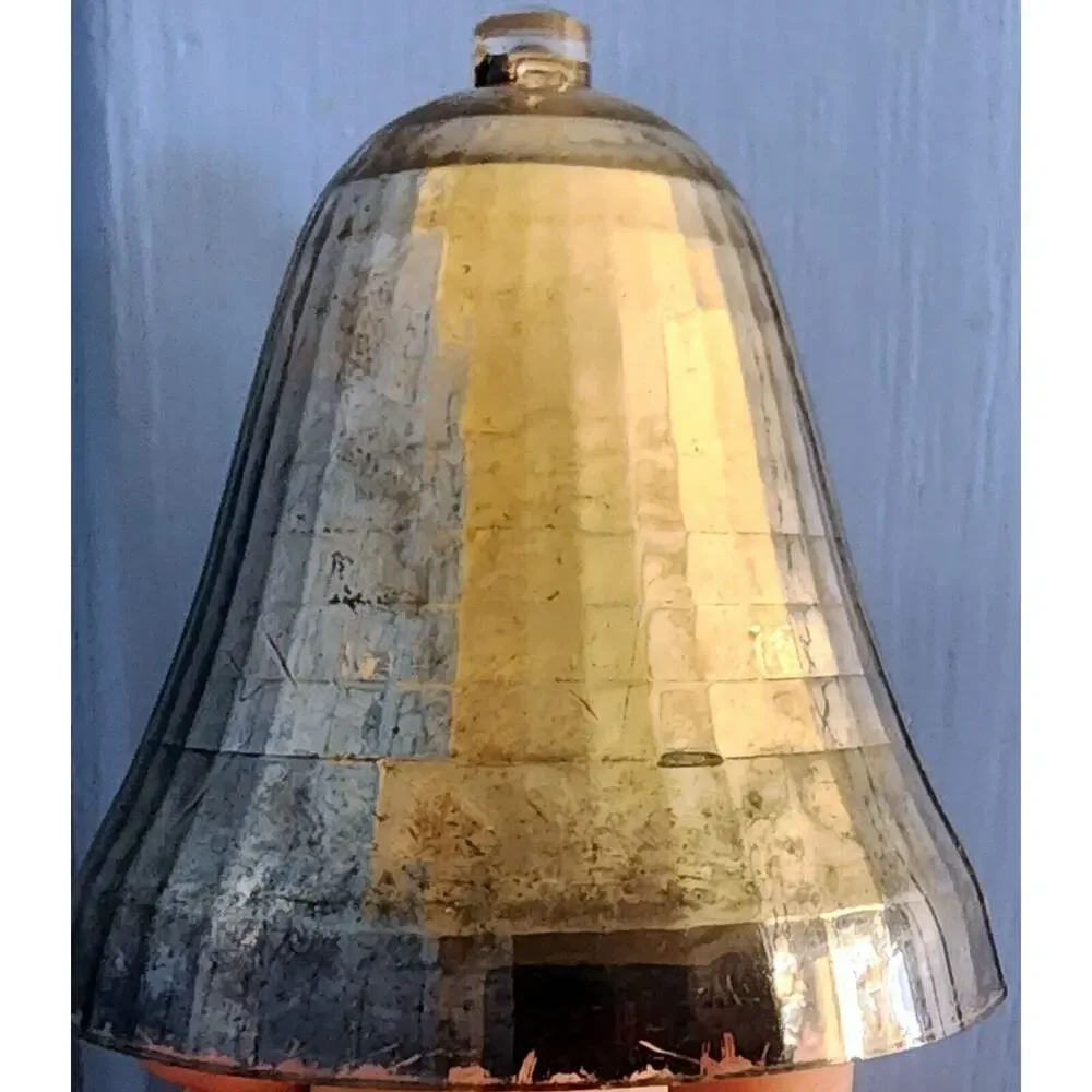 Christmas PLASTIC BELL Ornaments Silver Gold & Red Prism Pattern Lot Of 4